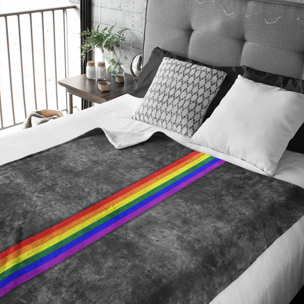 Grunge LGBTQ Rainbow Pride Flag Stripe Velveteen Plush Blanket